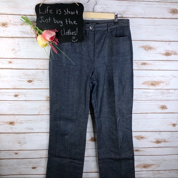 Etcetera Denim - Etcetera dark wash wide straight leg cotton blend
